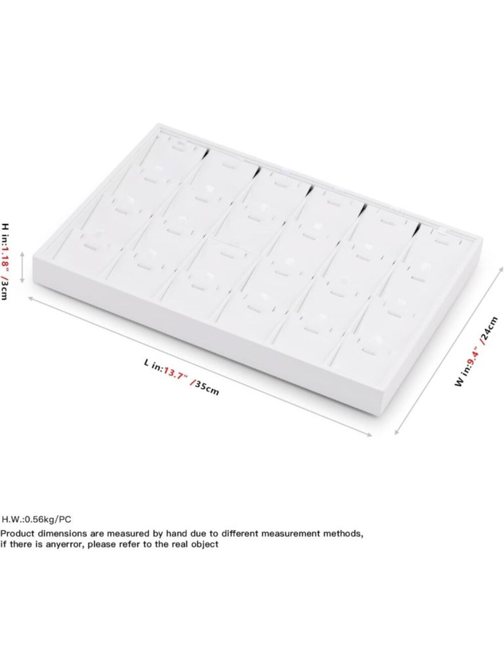 Elegant White Leather Jewelry Organizer Tray - 24 Grid Stackable Display with - Picture 3 of 9